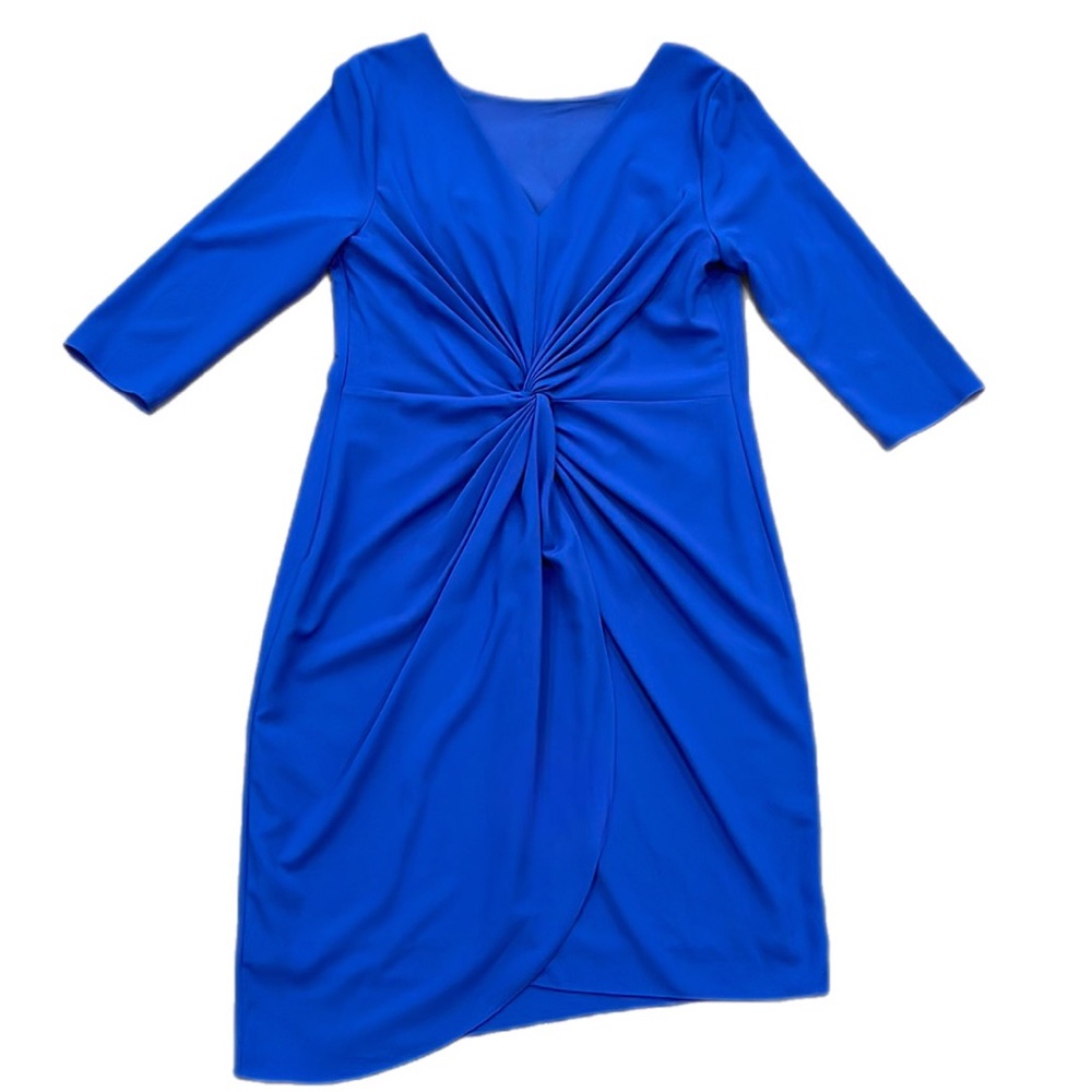 Halston Heritage Blue Stretch Midi Dress